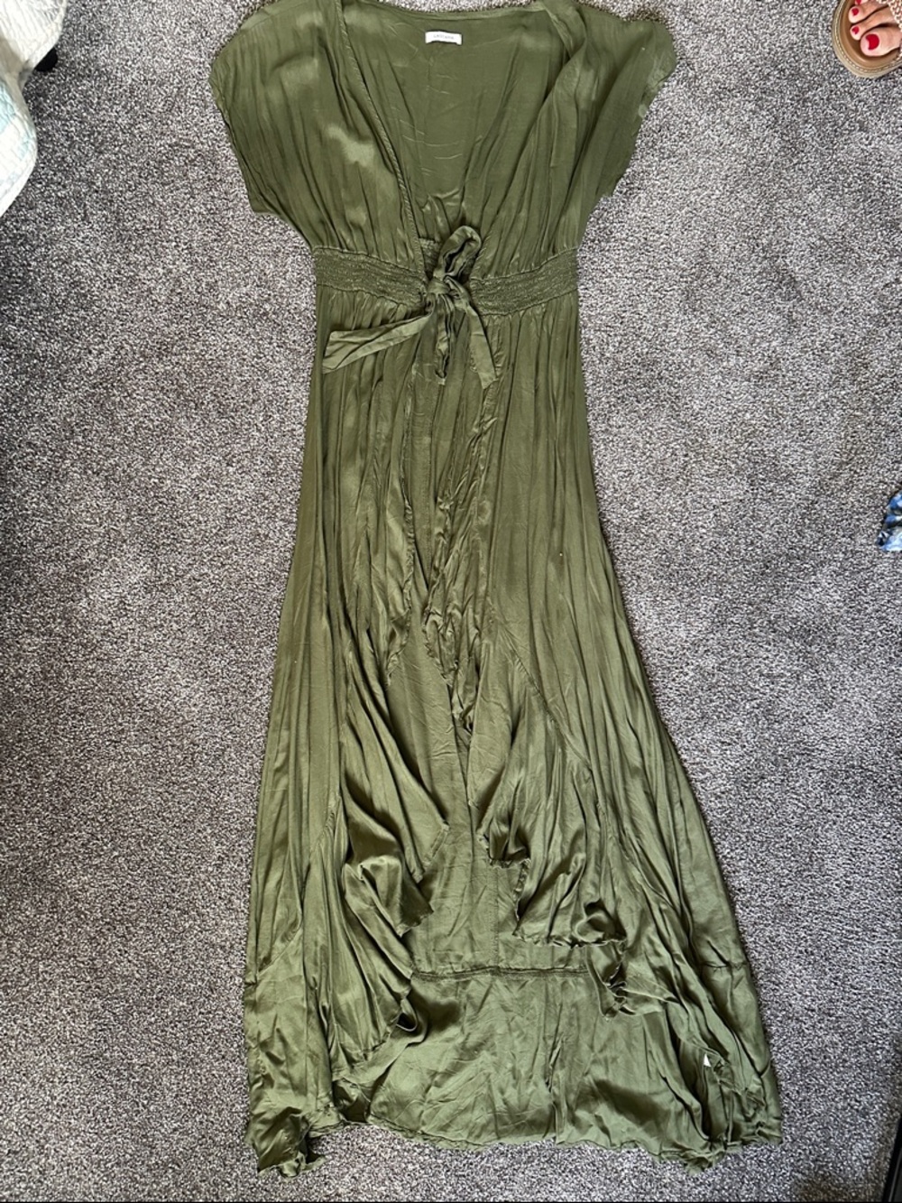 Lascana Olive Green Wrap Cover up with Tie Waist size 6